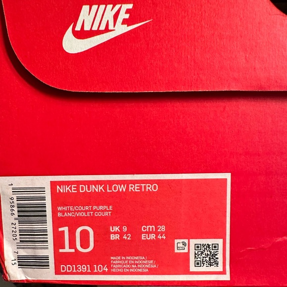 Nike Dunk Low Retro Purple/white, brand new, size 10 - Picture 5 of 5